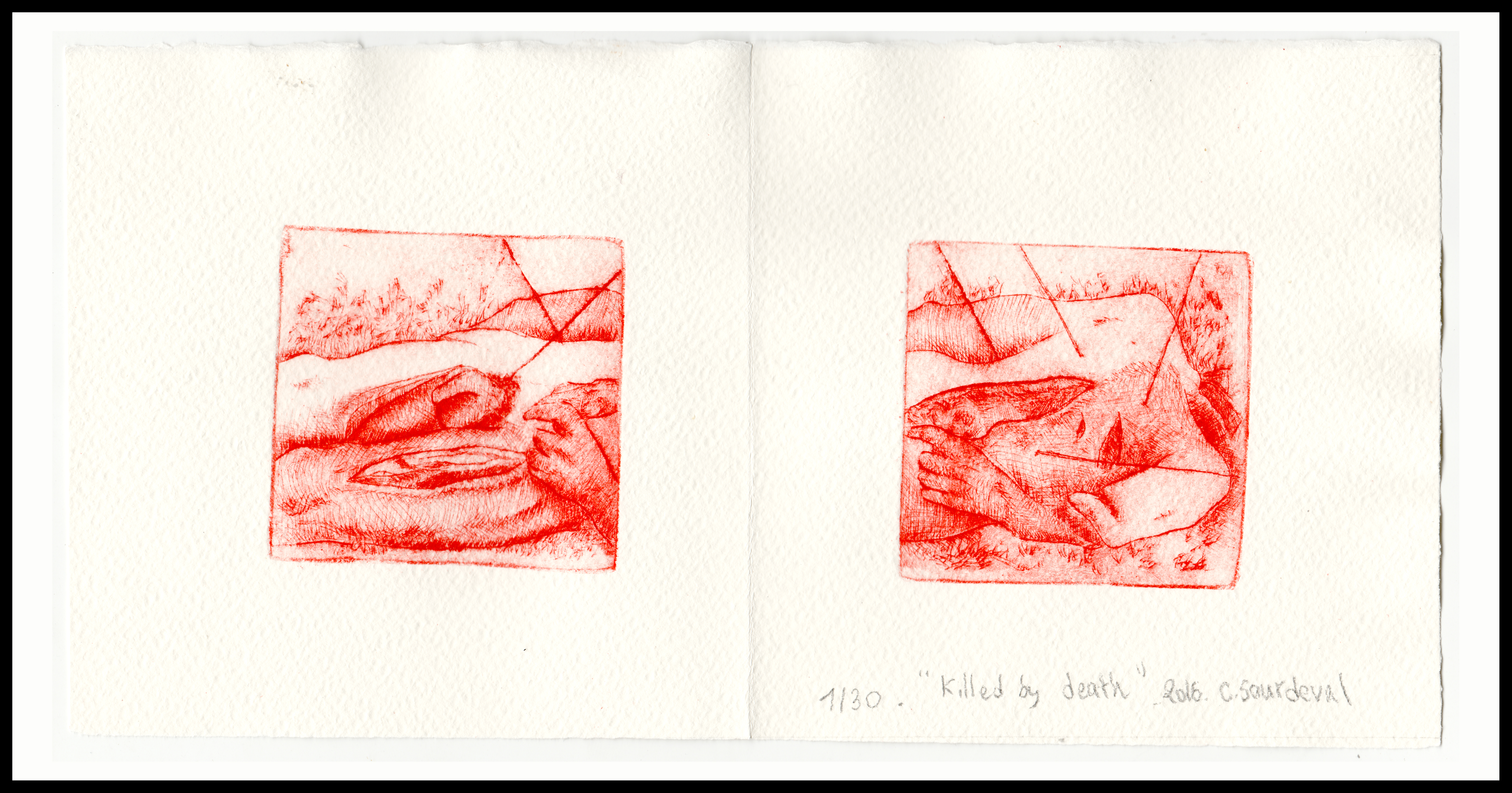 Clothilde Sourdeval, double gravure sur papier, 2016.